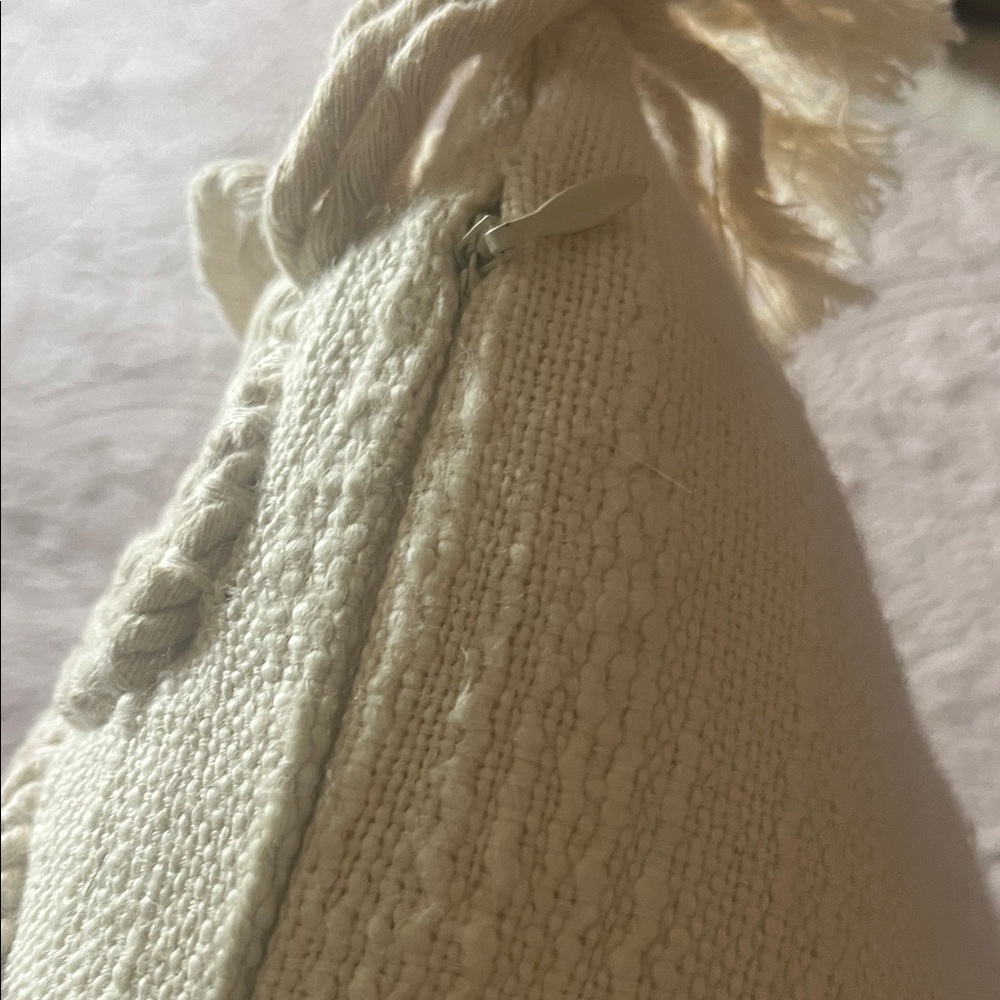Anthropologie textured Cream and Tan Accent Pillow pre owned great condition - Picture 6 of 10
